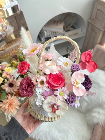 Flower Basket ( Premium Soap Flowers )