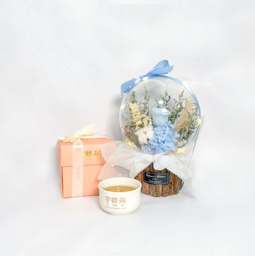 Concentrate Bird’s Nest w Preserved Rose Crystal Ball ( Blue )