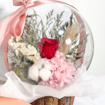 Concentrate Bird’s Nest w Preserved Rose Crystal Ball ( Red )