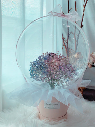 Baby’s Breath Balloon Box Bouquet