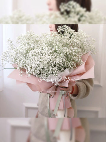 Baby's Breath with Pink wrapped paper