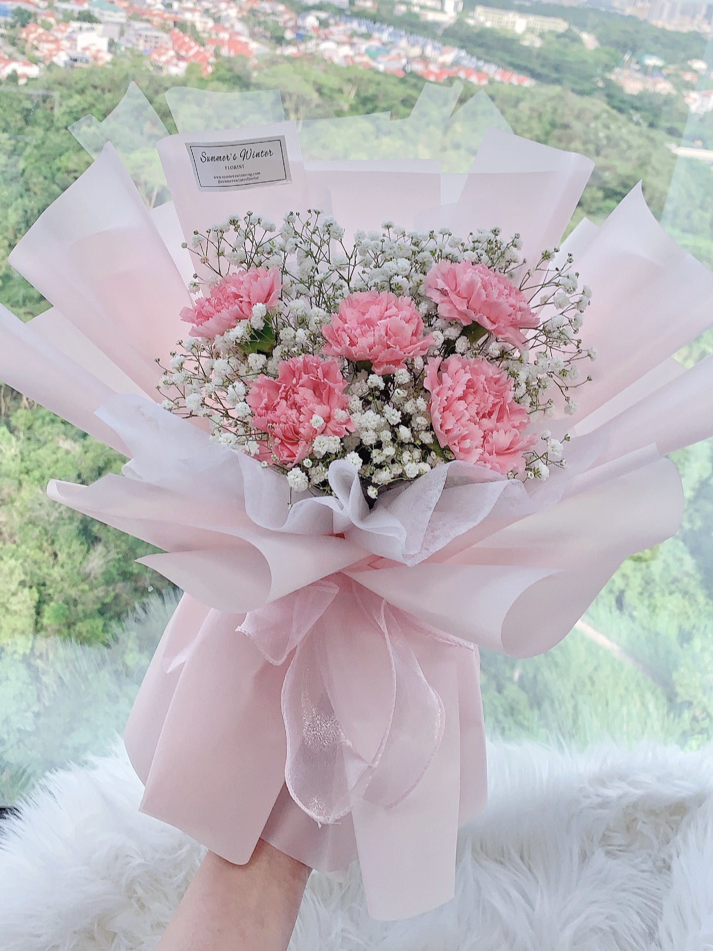 Fresh Carnations, Baby’s breathe Bouquet