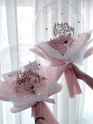 Pink Baby’s Breath Balloon Bouquet [Large]