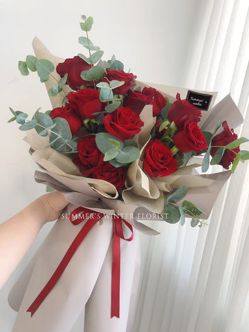 Dark Red Roses Bouquet