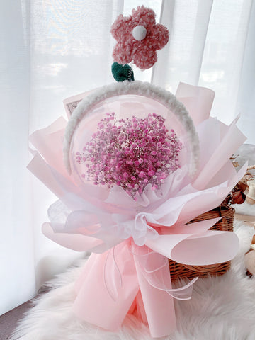 Pink Baby’s Breath Crystal Ball [ Preserved ]