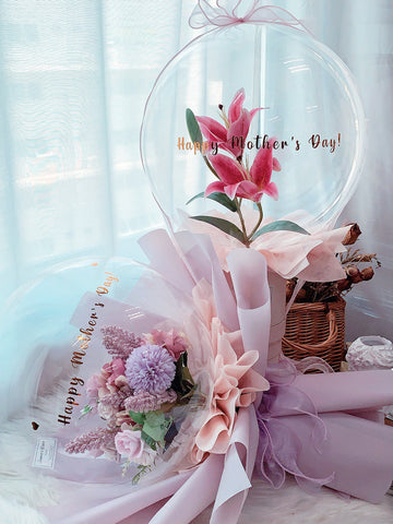 Faux Lilies Balloon Box [ Premium ]