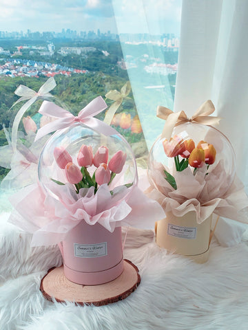 Acrylic Crystal Ball Bouquet with Tulip Flowers