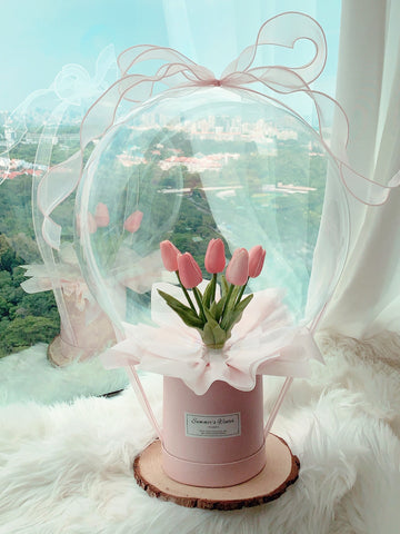 Premium faux tulips transparent Balloon Bouquet