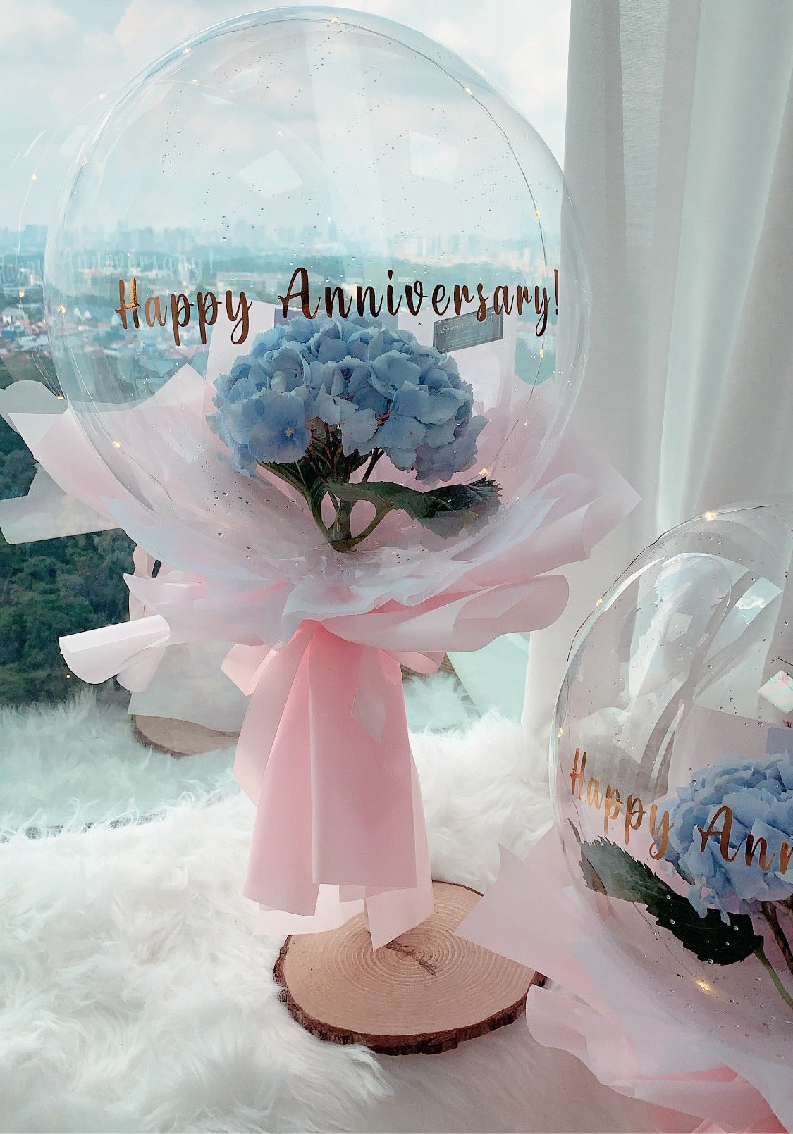 Blue hydrangeas Balloon Bouquet