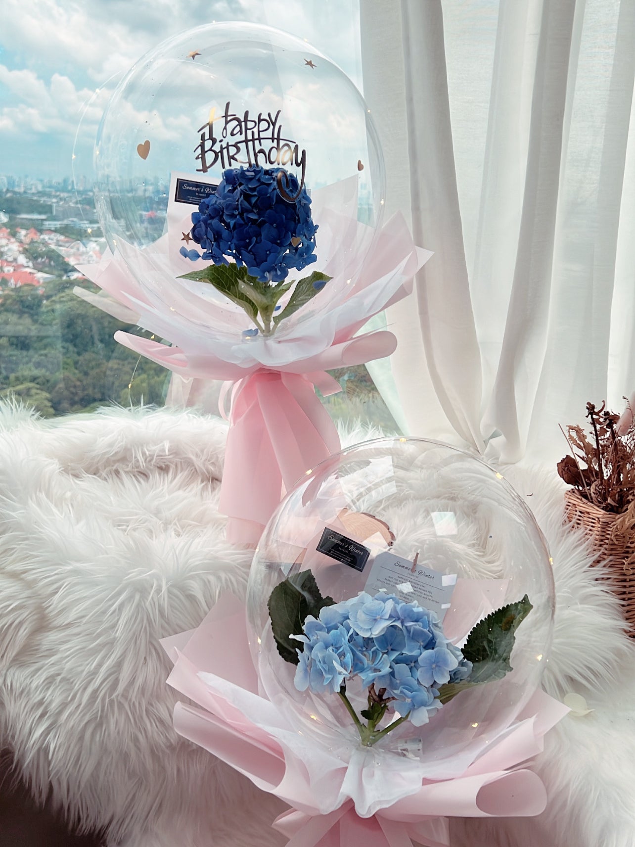 Light & Dark Blue hydrangeas Bouquet