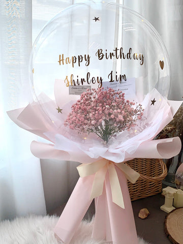 Pink Baby’s Breath Balloon Bouquet [Large]