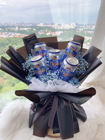 Beer bouquet with wrapped black paper