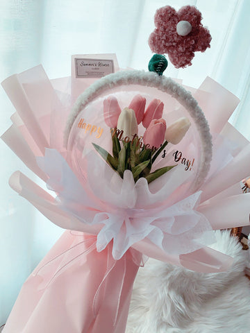 Faux Tulips Crystal Ball